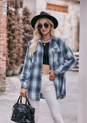 Women's Autumn and Winter Casual Fashion Oversized Loose Plaid Shirt