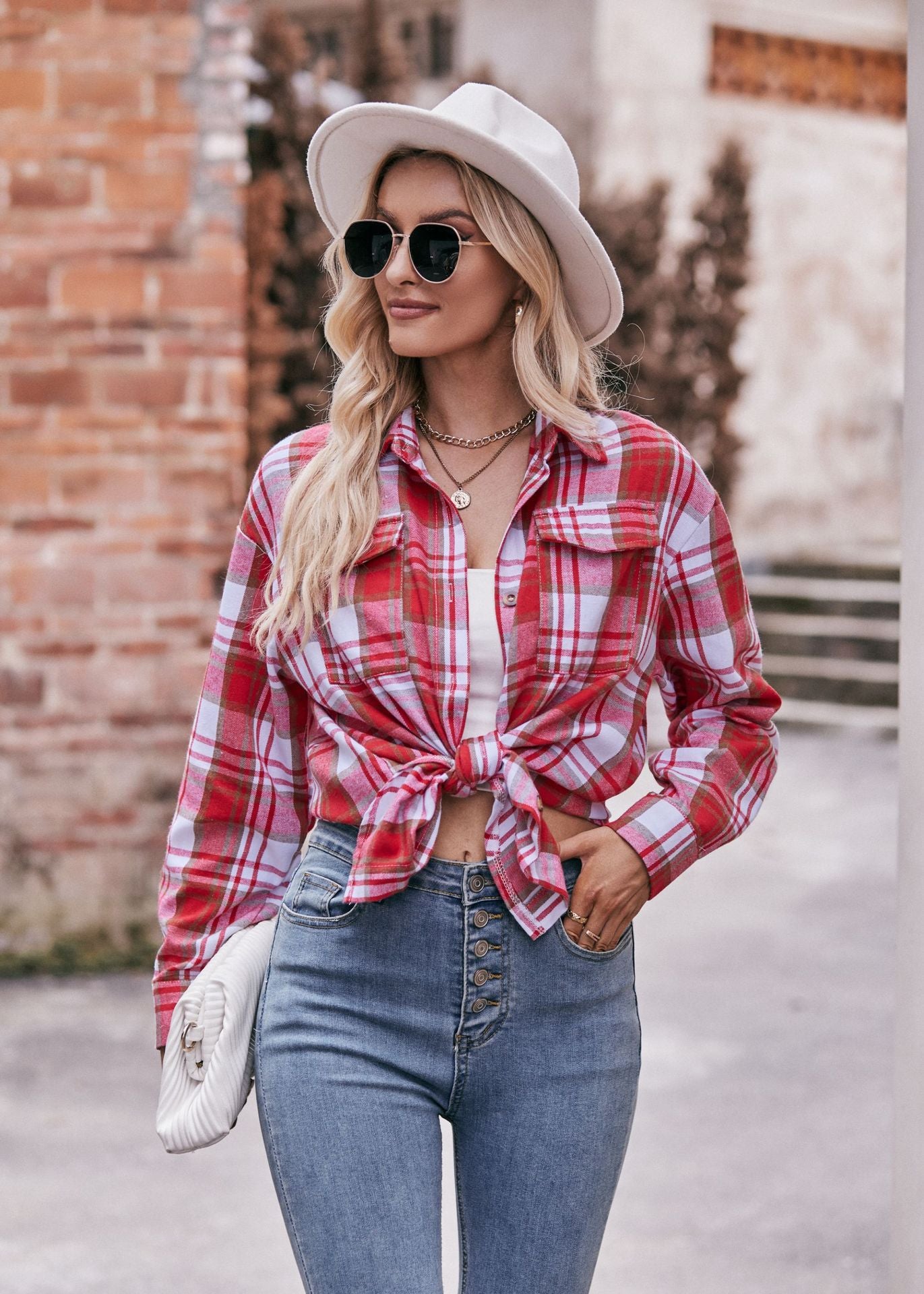 Women's Autumn and Winter Casual Fashion Oversized Loose Plaid Shirt