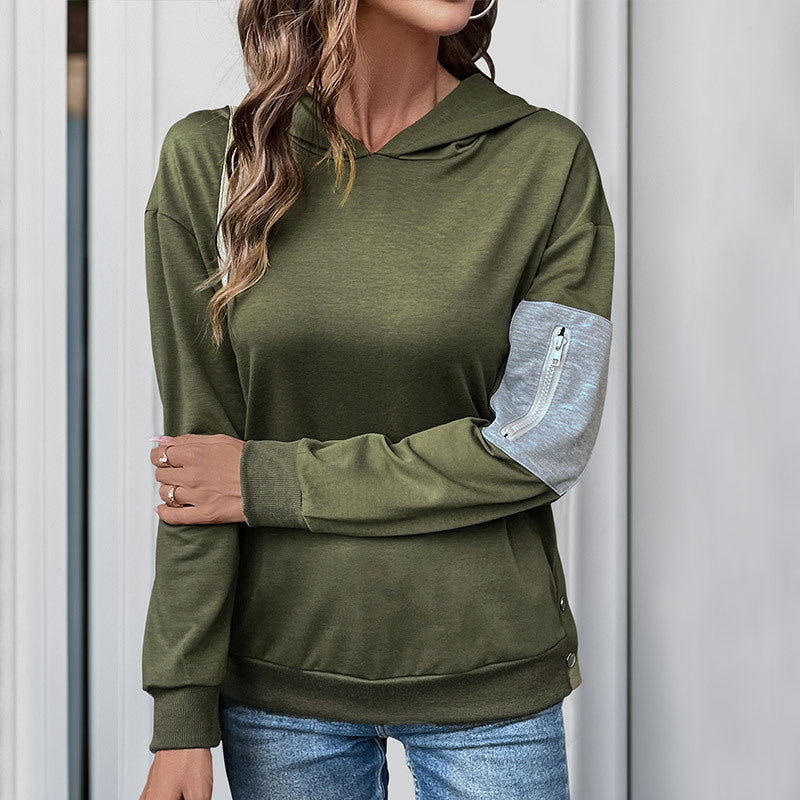 Women's Pullover Colorblock Hooded Sweatshirt