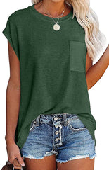 Short Cap Sleeve Shirts Solid Loose Fit  Tops