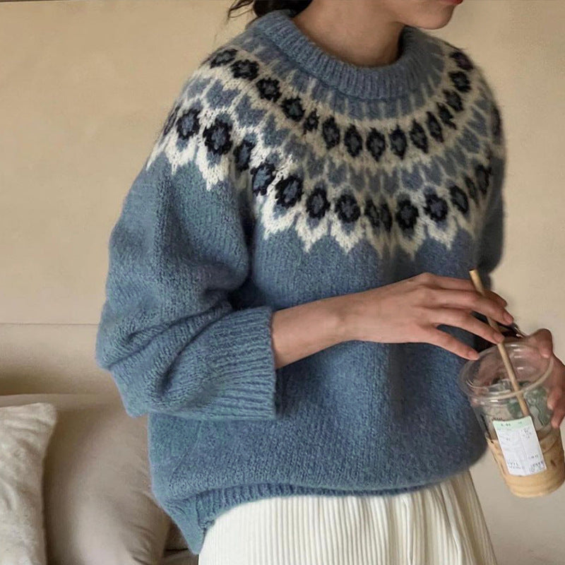 Women's Ethnic Style Pullover Sweater Versatile Knitted Sweater