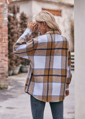 Women's Plaid Jacket Casual Loose Pocket Shirt