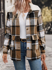 Polished Lapel Plaid Jacket Women