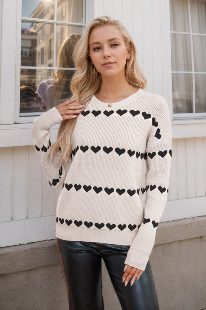 Long Sleeve Sweater Pullover Valentines Day Outfit Casual Knit Sweaters