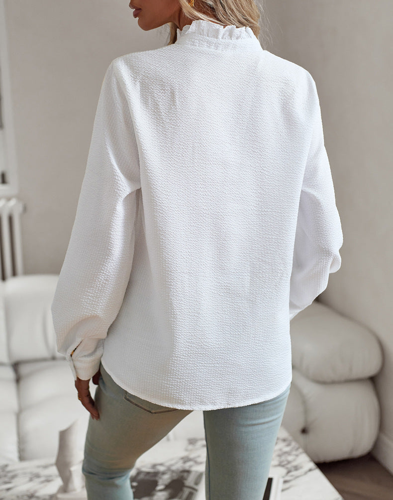 White Casual Tops Long Sleeve T Shirt Blouses