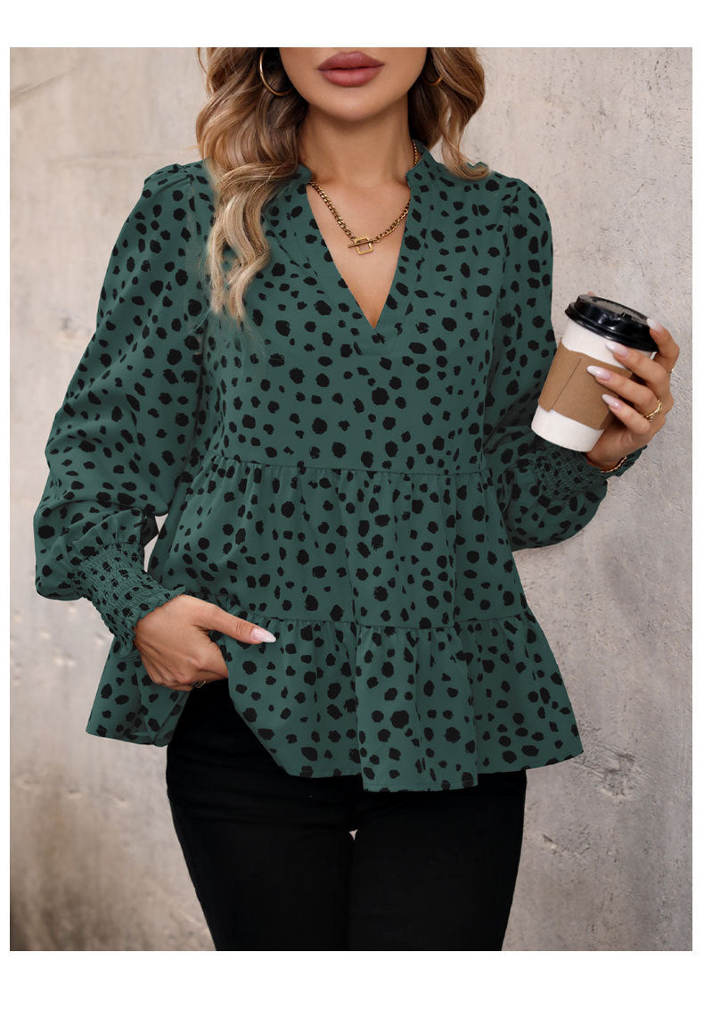 Long Sleeve Leopard Print Shirt Women's