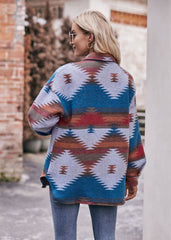 Aztec Geometric Jacket Shirt Lapel Woolen Jacket