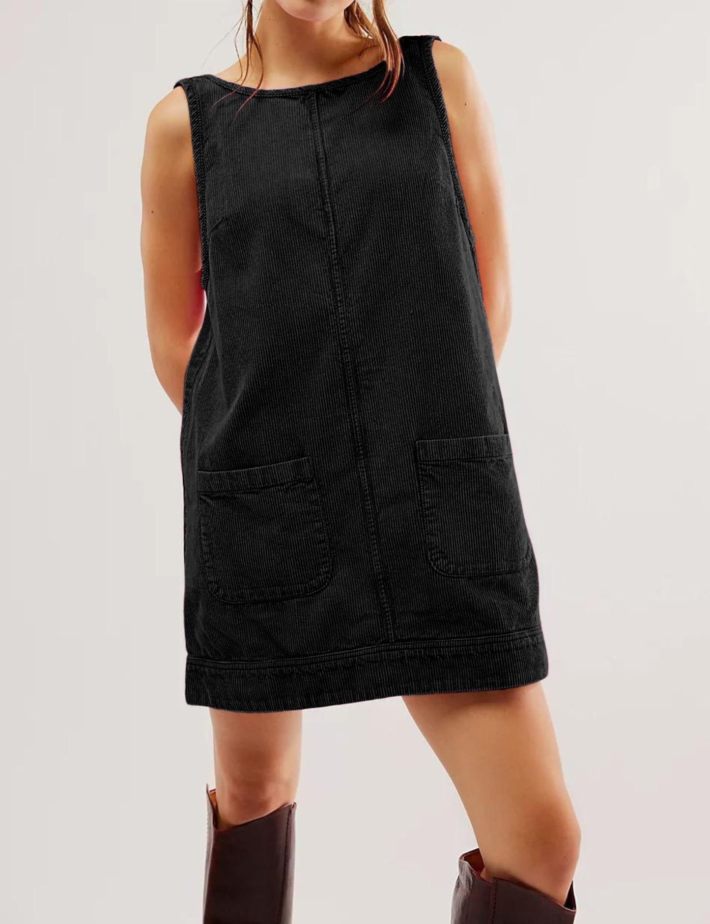 Women's Casual Corduroy Sleeveless Vest Y2K Dress