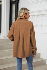 Women's Corduroy Lapel Long Sleeve Jacket