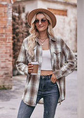 Women's Autumn and Winter Casual Fashion Oversized Loose Plaid Shirt