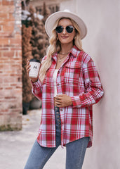 Women's Autumn and Winter Casual Fashion Oversized Loose Plaid Shirt