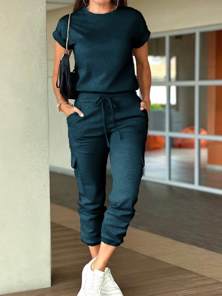 Tooling Short Sleeve Top Tie-Up Pants Set