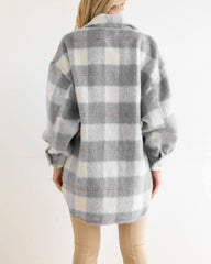 Women's Plaid Mohair Coat Woolen Thick Coat