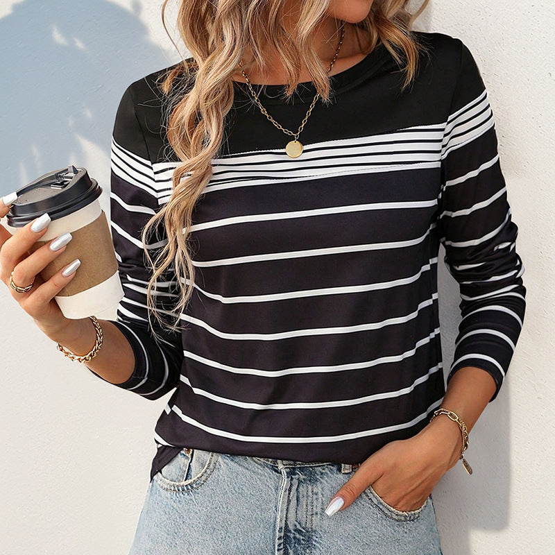 Women's Cross-Border Casual Striped Long Sleeve T-Shirt Women