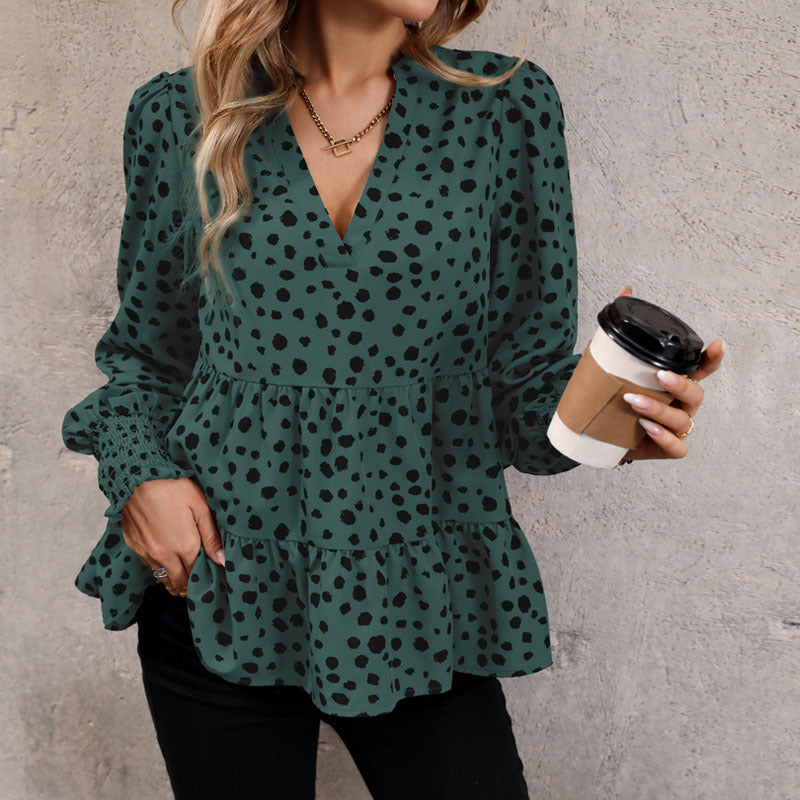 Long Sleeve Leopard Print Shirt Women's