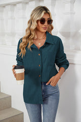 Women's Corduroy Lapel Long Sleeve Jacket