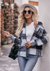 Women's Plaid Mohair Short Woolen Thick Coat