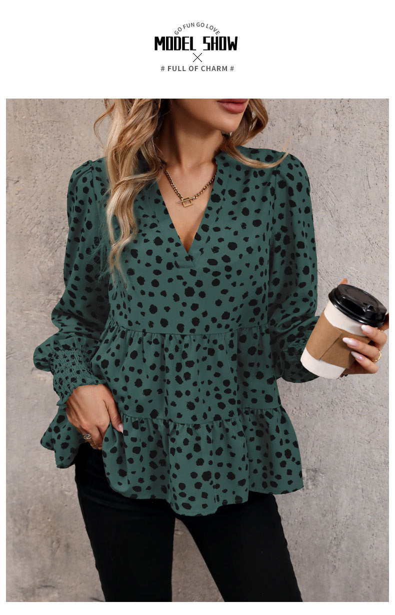 Long Sleeve Leopard Print Shirt Women's