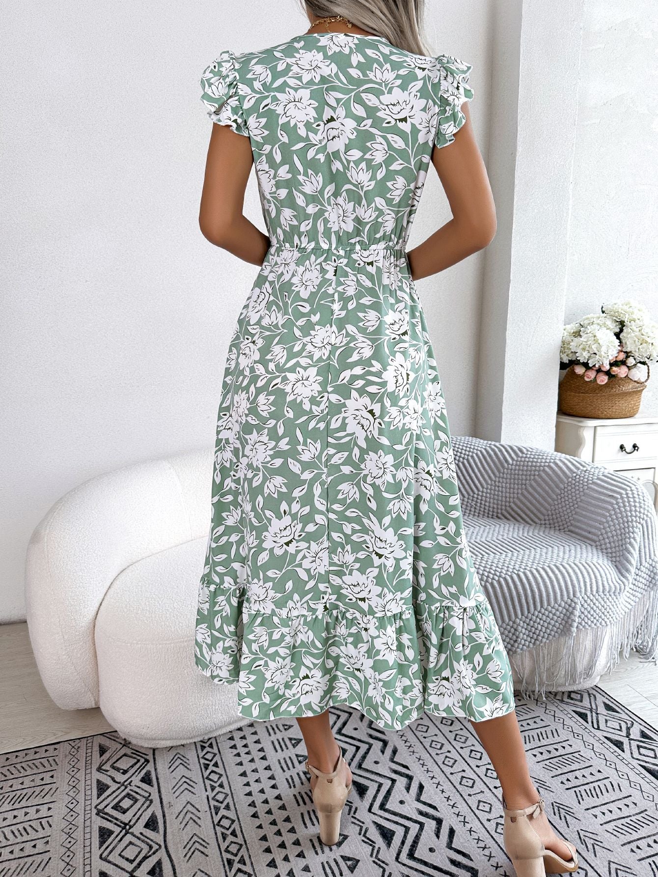 Casual Sleeveless V-Neck Hok Long Dresses Waist Maxi