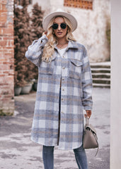 Women's Long Coat Mohair Plaid Jacket