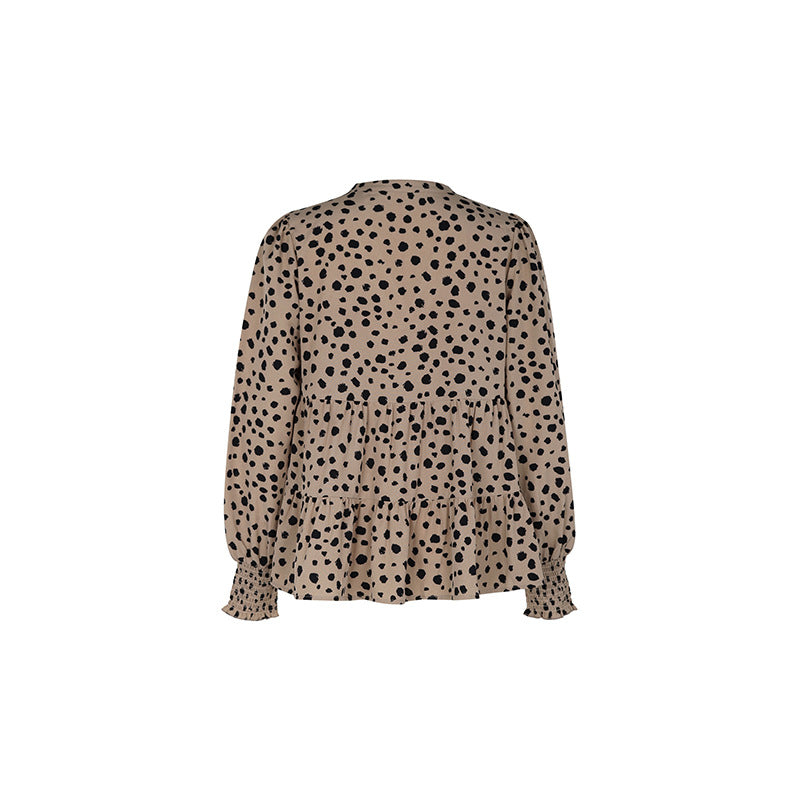 Long Sleeve Leopard Print Shirt Women's