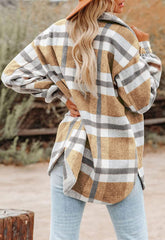 Women's Plaid Button Flannel Shirt Jacket