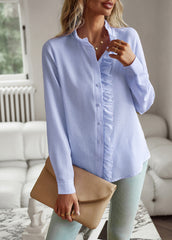 Blue Casual Tops Long Sleeve T Shirt Blouses