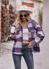 Women's Plaid Mohair Short Woolen Thick Coat