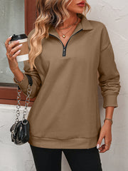 Semi-zipper Long-sleeved Sweatshirt