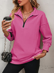 Semi-zipper Long-sleeved Sweatshirt