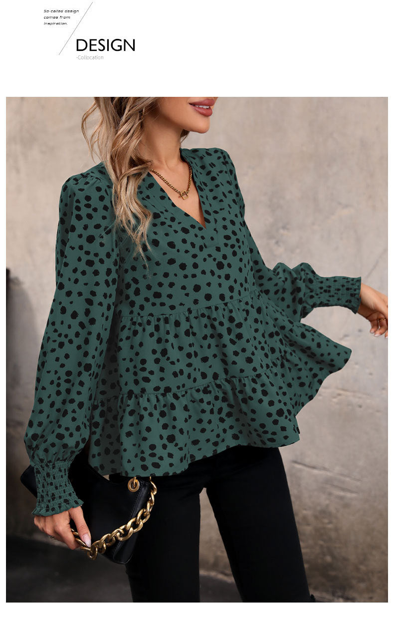 Long Sleeve Leopard Print Shirt Women's