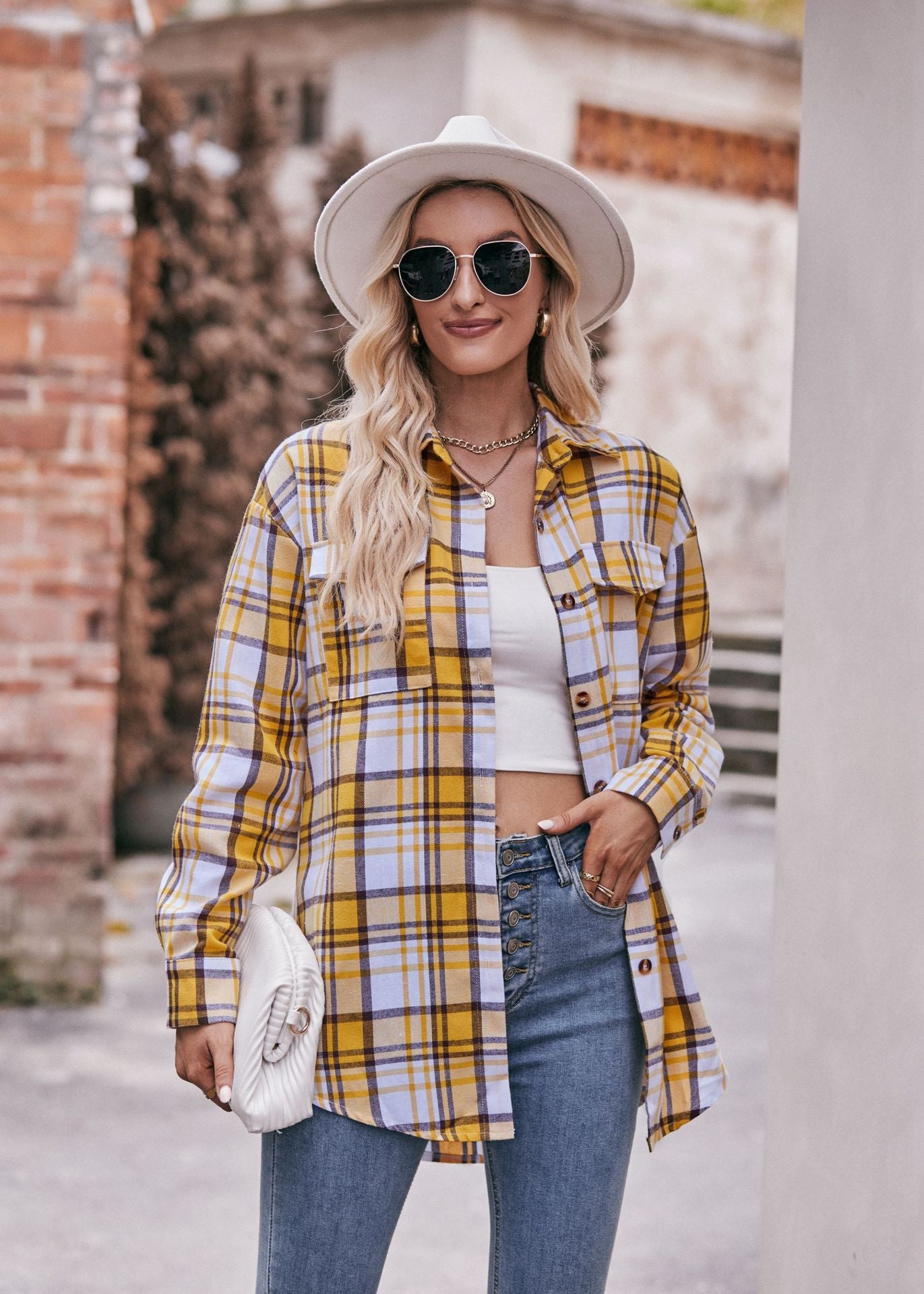 Women's Autumn and Winter Casual Fashion Oversized Loose Plaid Shirt