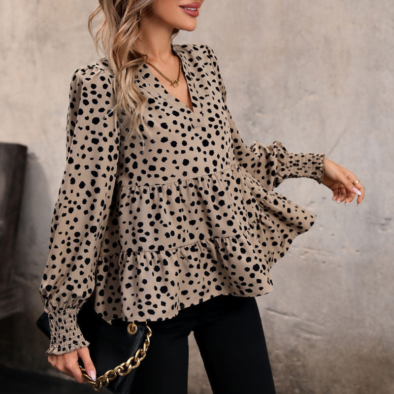 Long Sleeve Leopard Print Shirt Women's