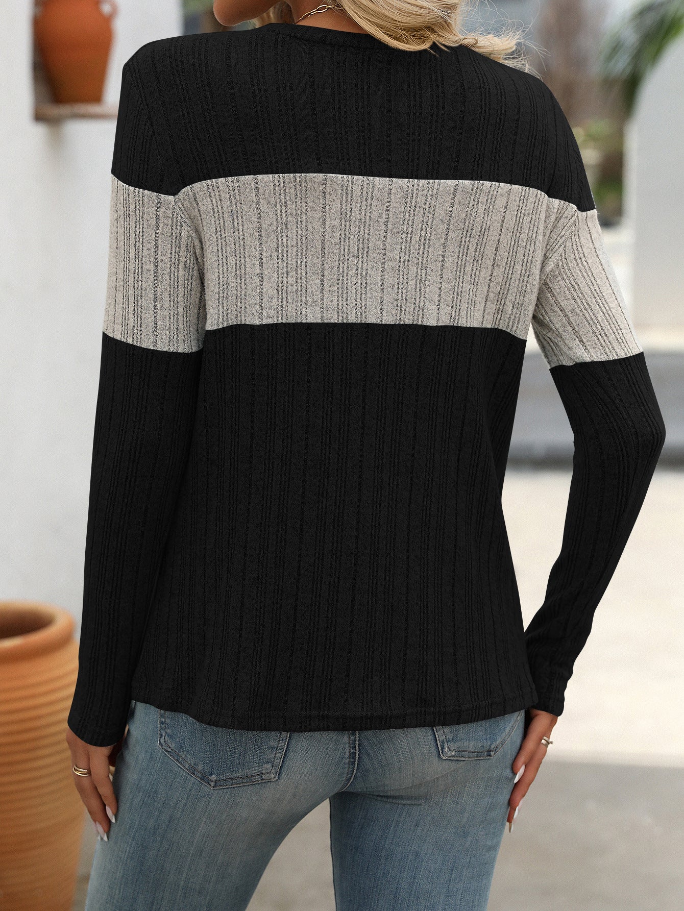 Women's Casual Color Matching Long-sleeved