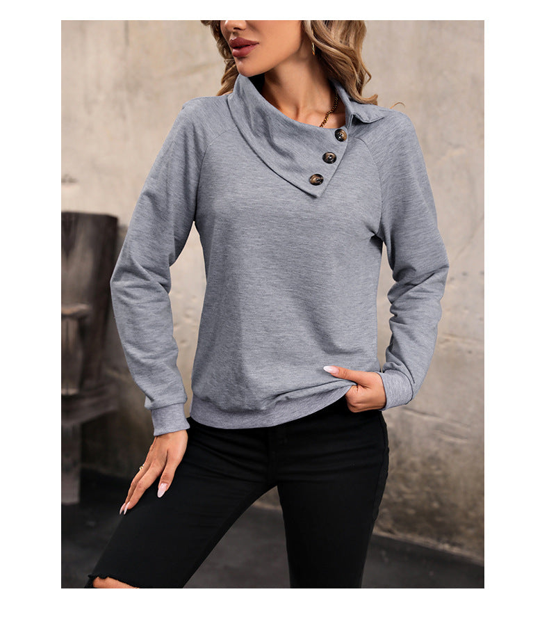 Solid Color Long-sleeved Lapel Sweater Women's Autumn