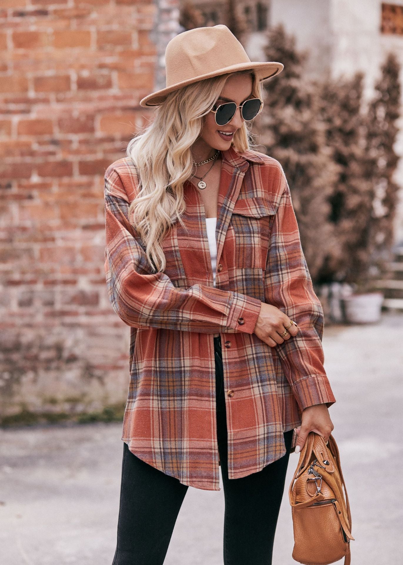 Women's Autumn and Winter Casual Fashion Oversized Loose Plaid Shirt