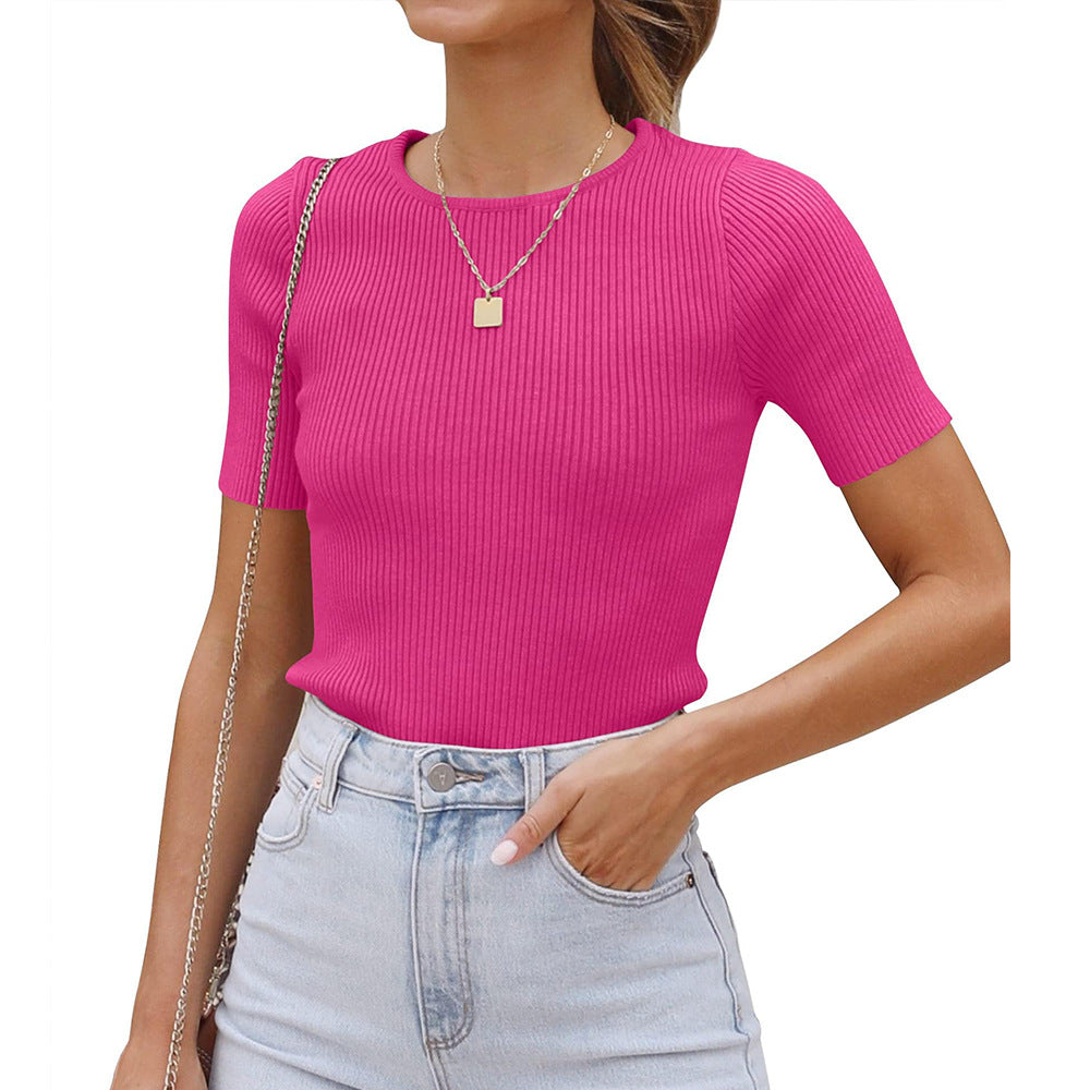 Solid Color Crew Neck Bottoming Tight Basic Sweater