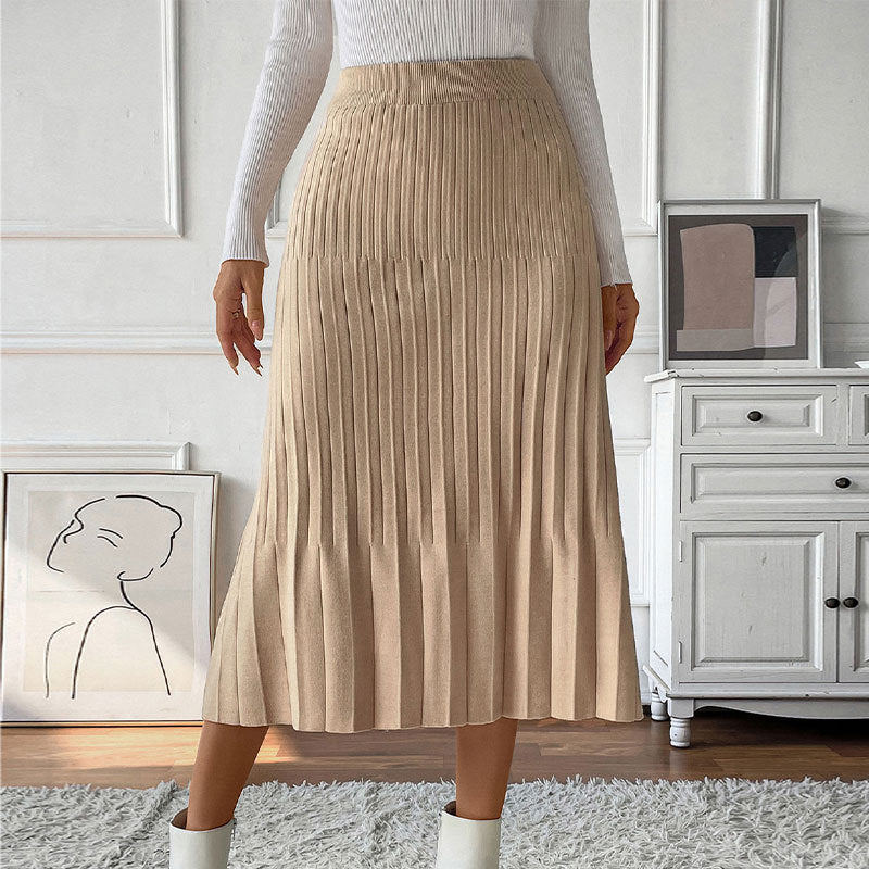 Solid Color Pleated Skirt Pleated Thin Skirt