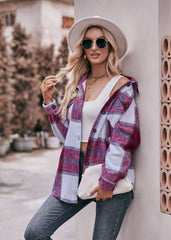 Women's Plaid Jacket Casual Loose Pocket Shirt