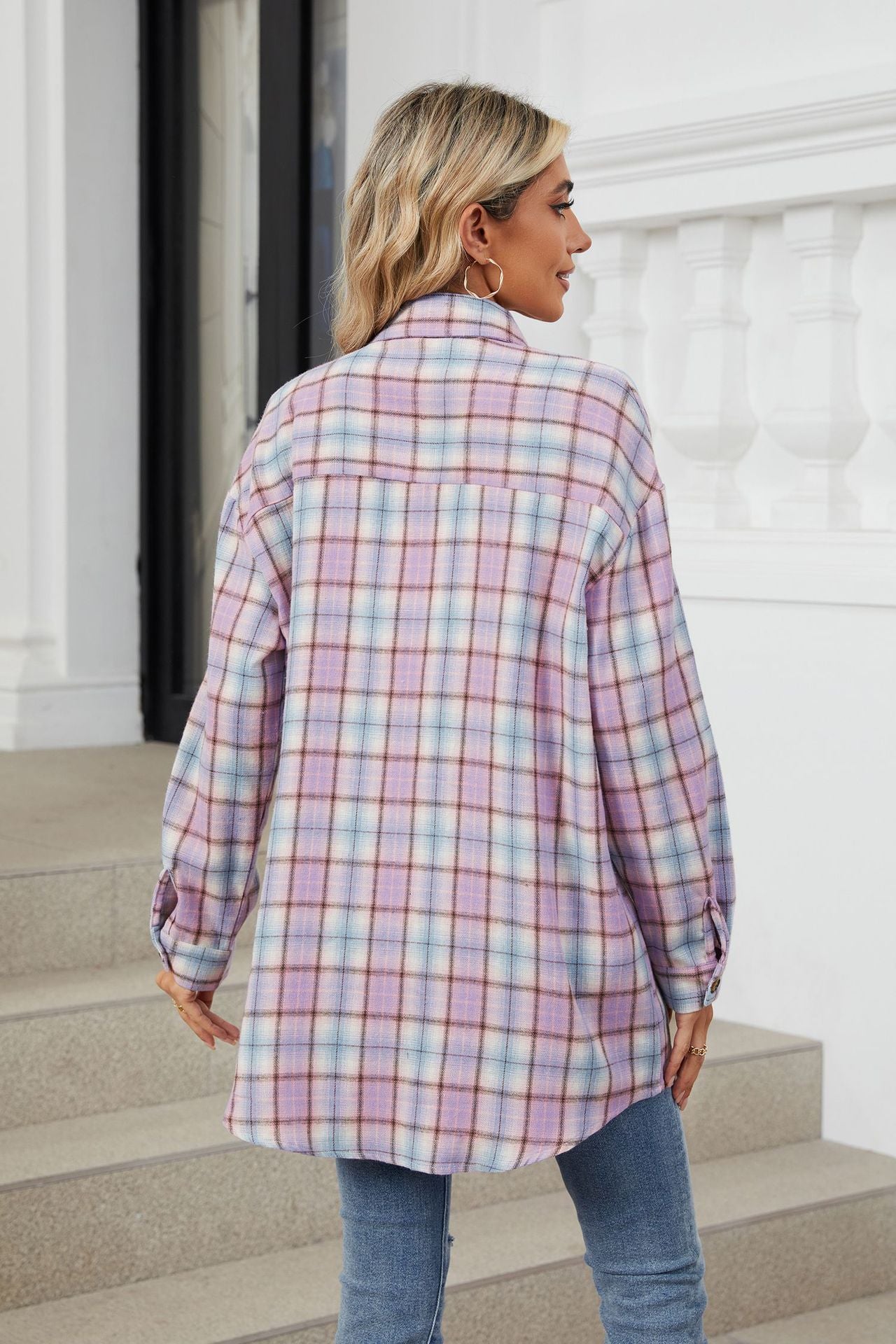 Women's Plaid Shirt Polished Long Sleeve Shirt