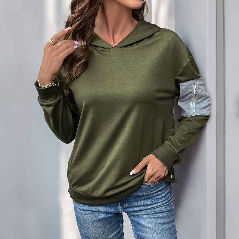 Women's Pullover Colorblock Hooded Sweatshirt