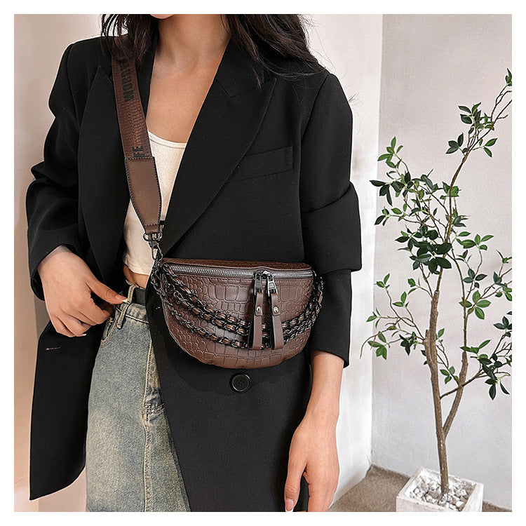 Women's Waist Bag with Wide Shoulder Strap  Small Bouncy Bag