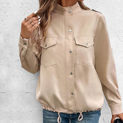 Women's Stand-up Collar Solid Color Jacket