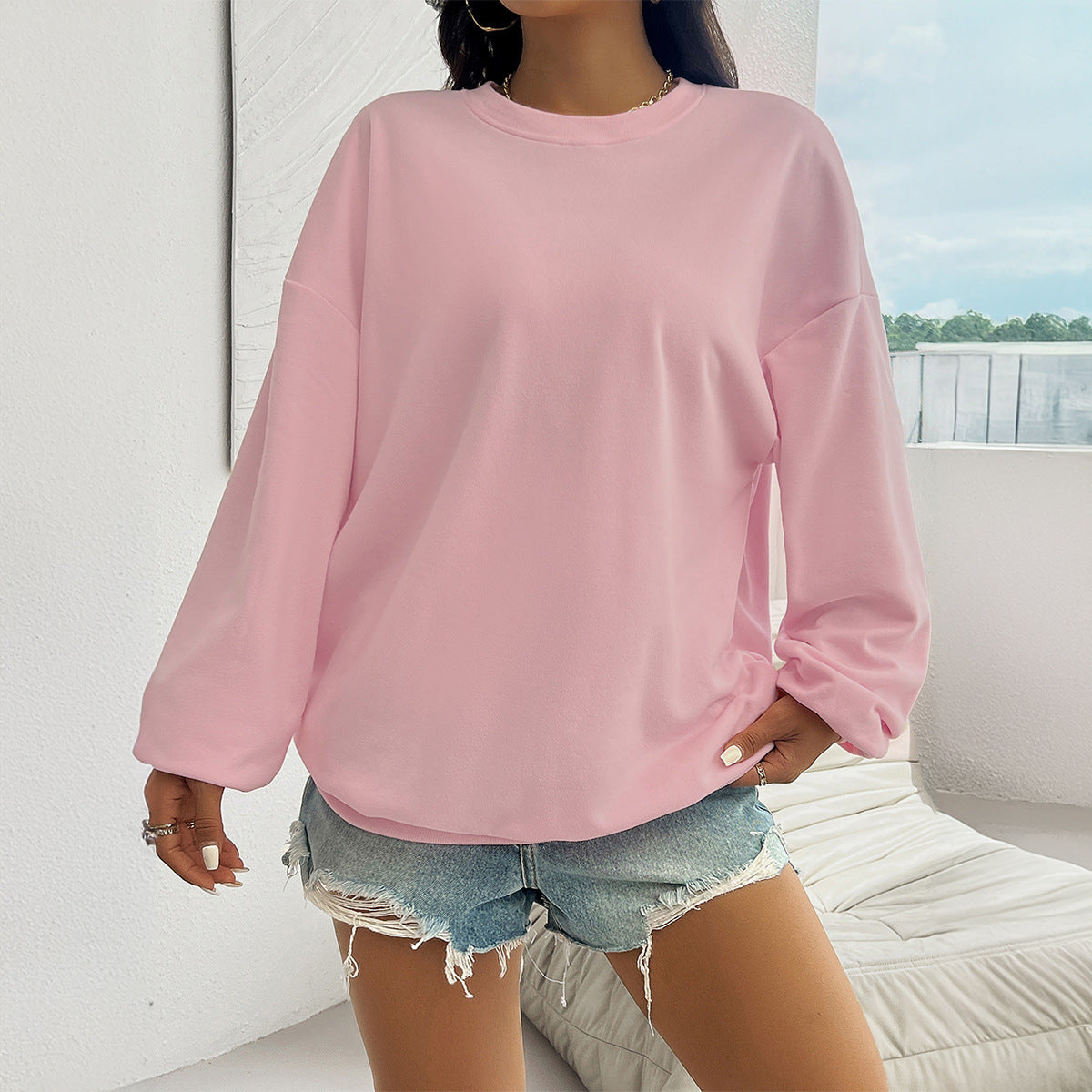 Women's Casual Loose Knitted Sweater Long Sleeve Top Sweater