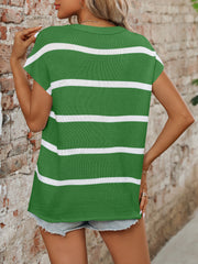 Ladies Round Neck Blouse Thick Needle Casual Striped Sweater