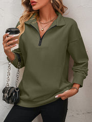 Semi-zipper Long-sleeved Sweatshirt