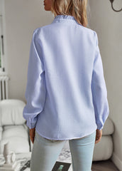 Blue Casual Tops Long Sleeve T Shirt Blouses