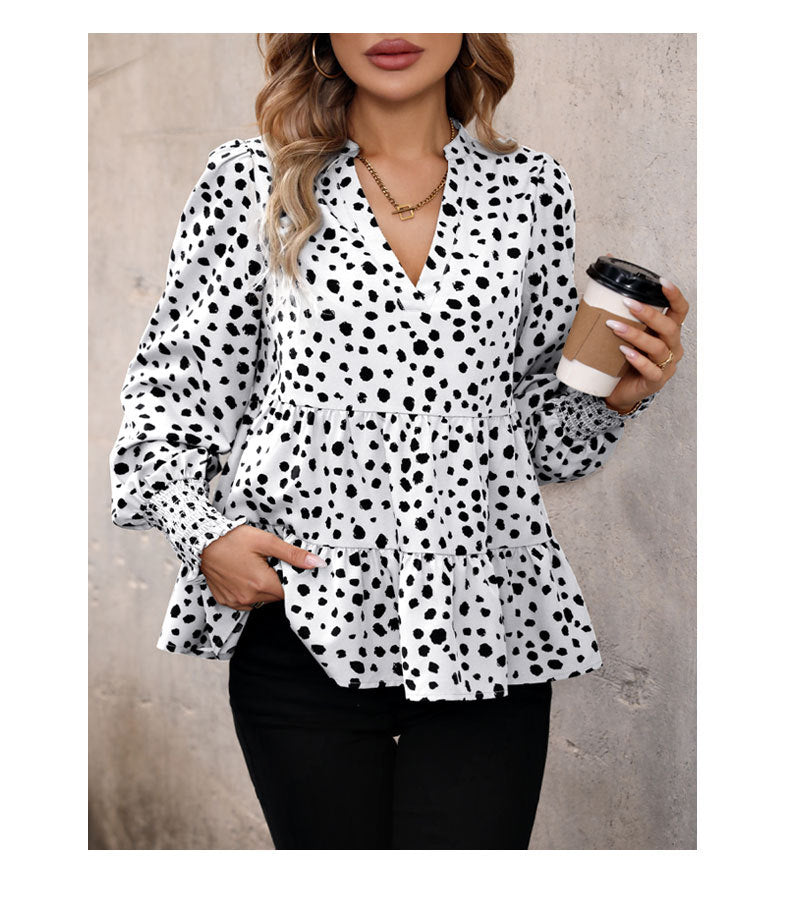 Long Sleeve Leopard Print Shirt Women's