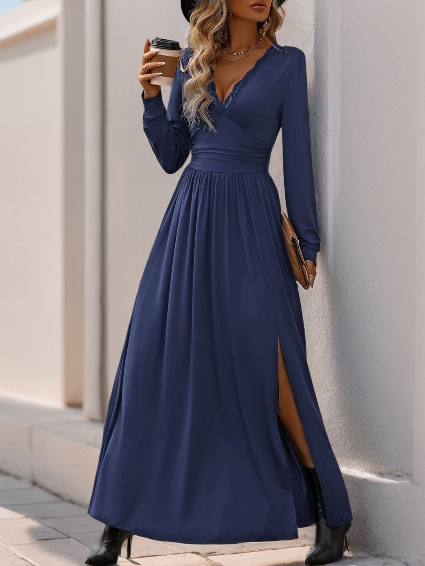 Solid Color Split-ended Slim-fit Dress