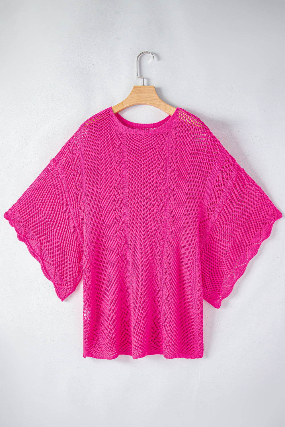 Women's Pointelle Knit Scallop Edge Short Sleeve Top